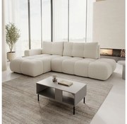 Rozkladacia rohová čalúnená sedacia súprava ALMADA do L, ľavé prevedenie, svetlobéžová