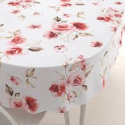 Biante Teflónový oválny obrus TF-023 Červené ruže na bielom 100x140 cm