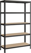 Regál s vysokou nosnosťou, 5 úrovní kovová polica 200 x 120 x 60 cm, čierna