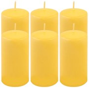 Sada stĺpových sviečok, 11,5 cm, Ø 6 cm, žltá, 6 ks