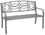 Záhradná lavička HWC-F44, 2-miestna oceľ s práškovým nástrekom - sivá