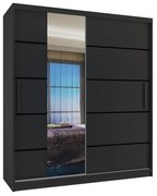 Šatníková skriňa 133 cm Belini čierny mat s posuvnými dverami zrkadlom a zásuvkami  MBP SZP6/1/B/B/0/KLP