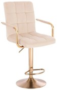 LuxuryForm DESIGN Barová stolička VERONA GOLD VELUR na zlatom tanieri - krémová