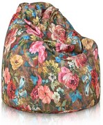Sedací vak Farebné kvety – ručne šitý vak v tvare hrušky s výrazným kvetinovým vzorom Veľkosť: XL