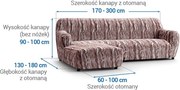 Bielastické poťahy OCEANO NOVÉ hnedo-vínové sedačka s otomanom vľavo (š. 170 - 300 cm)