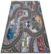 Detský koberec REBEL ROADS Racers 97 Ulice, autá, protišmykový - sivý