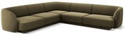 Micadoni Miley rohová zamatová sedačka - Zelená