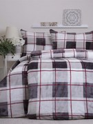 Predĺžené obliečky mikroplyš Exclusive – Kocky šedo-červené