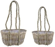2ks závesný ratanový kvetináč / taška šedá patina - 45 * 20 * 25cm