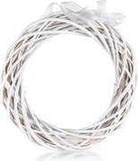 Dekoracia Ratanový veniec 26 cm, biely%