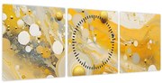Obraz - Abstraktné pozadia so zlatým dekorom (s hodinami) (90x30 cm)