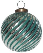 Zeleno-strieborná sklenená ozdoba gule - Ø 10*10 cm
