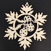 AMADEA Drevená ozdoba vločka s guľami 6 cm