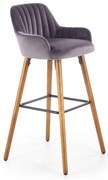 Barová stolička Alessia, sivá / prírodné drevo