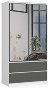 Skriňa S 90 cm 2D 2SZ 2 zrkadlá CLP biela / sivá