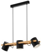 Závesné svietidlo v čiernej a prírodnej farbe s kovovým tienidlom HORNWOOD - EGLO