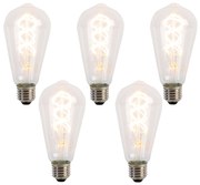 Sada 5 ks E27 LED žiarovka so špirálovým vláknom ST64 5W 400 lm 2200K
