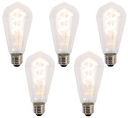 Sada 5 LED špirálových filamentových žiaroviek E27 ST64 5W 400 lm 2200K