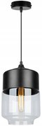 Závesné svietidlo Oslo 1, 1x čierne/transparentné sklenené tienidlo