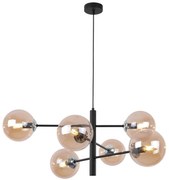 Závesne svietidlo Paris, 6x medové sklenené tienidlo, B/CH, X