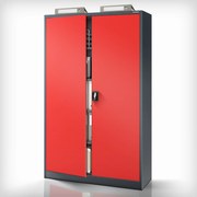 Kovová spisová skriňa JAN II, 1150 x 1850 x 400 mm, antracitovo-červená