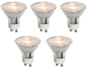 Sada 5 GU10 50mm čírych LED žiaroviek 3W 250 lm 2200K
