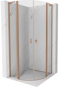 Mexen Mist L, štvrťkruhový sprchový kút s 2-krídlovými dverami, 80 x 80 cm, 8mm číre sklo, medený profil, 8A32L-080-080-65-00