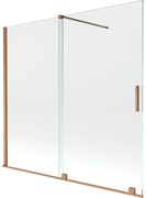 Mexen Velar vaňová zástena dvojkrídlová Posuvný 170 x 150 cm, Priehľadné, kefovaná meď - 896-170-000-01-65