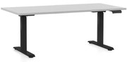 Výškovo nastaviteľný stôl OfficeTech D, 160 x 80 cm, čierna podnož, svetlo sivá