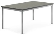 Stôl SONITUS, 1400x800x600 mm, linoleum - tmavošedá, strieborná