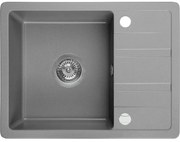 Laveo Stella, 1-komorový granitový drez 580x440x163 mm s krátkym odkvapávačom, šedá, LAV-SBY_513T
