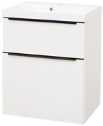 Mereo Mereo, Mailo, kúpeľňová skrinka s umývadlom z liateho mramoru 61 cm, čierne madlo, MER-CN540MB