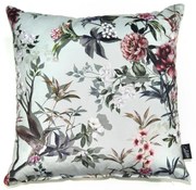 Zelený zamatový vankúš s kvetmi Luisa rozo- 45 * 45cm