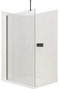 CERANO - Sprchová zástena Walk-in Onyx Top L/P - guľatá vzpera - čierna matná, ryhované sklo - 100x200 cm, CER-CER-8050BD1569
