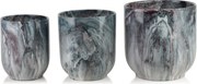 Sada 3 ks keramických květináčů NEVA MARBLE V modrá/šedá