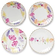 Dezertné taniere s lesklým zlatým dekorom, 4 ks