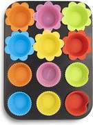 Kovová forma na muffiny so silikónovými košíčkami 12 ks