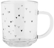 Sklenený hrnček so srdiečkami Lovely Day - 11*8*9 cm / 200 ml