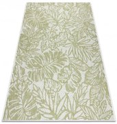 Koberec šnúrkový SIZAL SION Lístie, tropický 22128 ploské tkanie biely / zelený