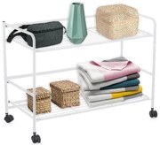 CONFORTIME 2. akosť - Pojazdný regál, skladacia polica 2 poschodová XXL - 67 x 30 x 45 cm - biela