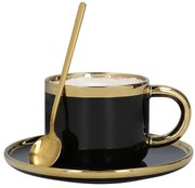 Šálka SINNES s tanierikom a lyžičkou ALL 978061 čierna