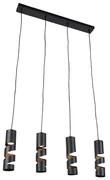 Moderne hanglamp zwart 4-lichts - Stream