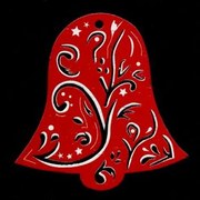 AMADEA Drevená ozdoba červená zvonček 6 cm