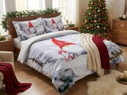 Obliečky z mikrosaténu WINTER GNOME sivé + obliečka na vankúšik 45 x 45 cm zdarma Rozmer obliečky: 70 x 90 cm | 140 x 200 cm