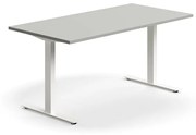 Kancelársky stôl QBUS, rovný, 1600x800 mm, T-rám, biely rám, svetlošedá
