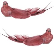 Vtáčik s klipom, vínová, 18 x 6 x 5 cm, súprava 4 ks