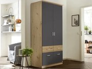 Šatníková skriňa Bremen, 91 cm, dub artisan/tmavo šedá%