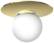Stropné svietidlo Plato, 1x biele sklenené tienidlo, (fi 14cm), g