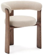 Hnedé/béžové jedálenské kreslo s podrúčkami z jaseňového dreva Granite – Kave Home