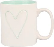 Hrnček Srdce 600 ml, bielo/zelená mätová%